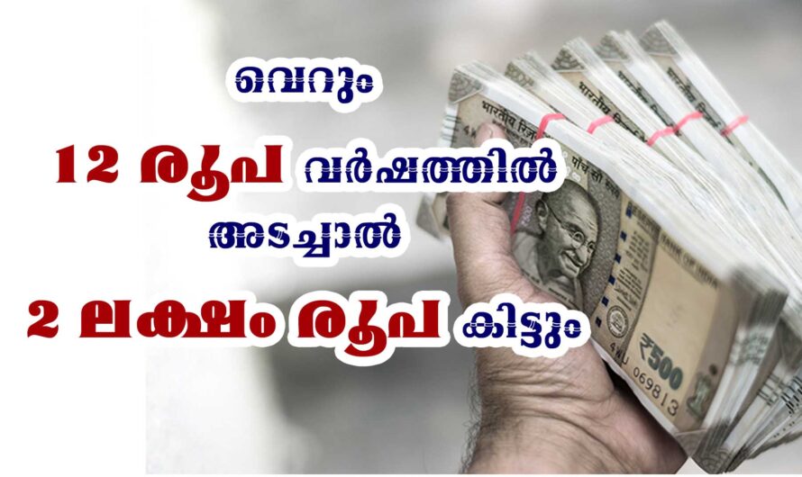 12 രൂപ വർഷത്തിൽ അടച്ചാൽ 2 ലക്ഷം രൂപ കിട്ടും