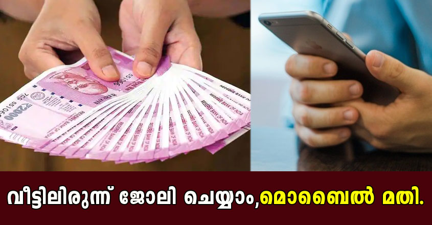 വീട്ടിലിരുന്ന് ദിവസേന 3000 രൂപ വരെ സമ്പാദിക്കാം, മൊബൈൽ ഫോൺ മതി